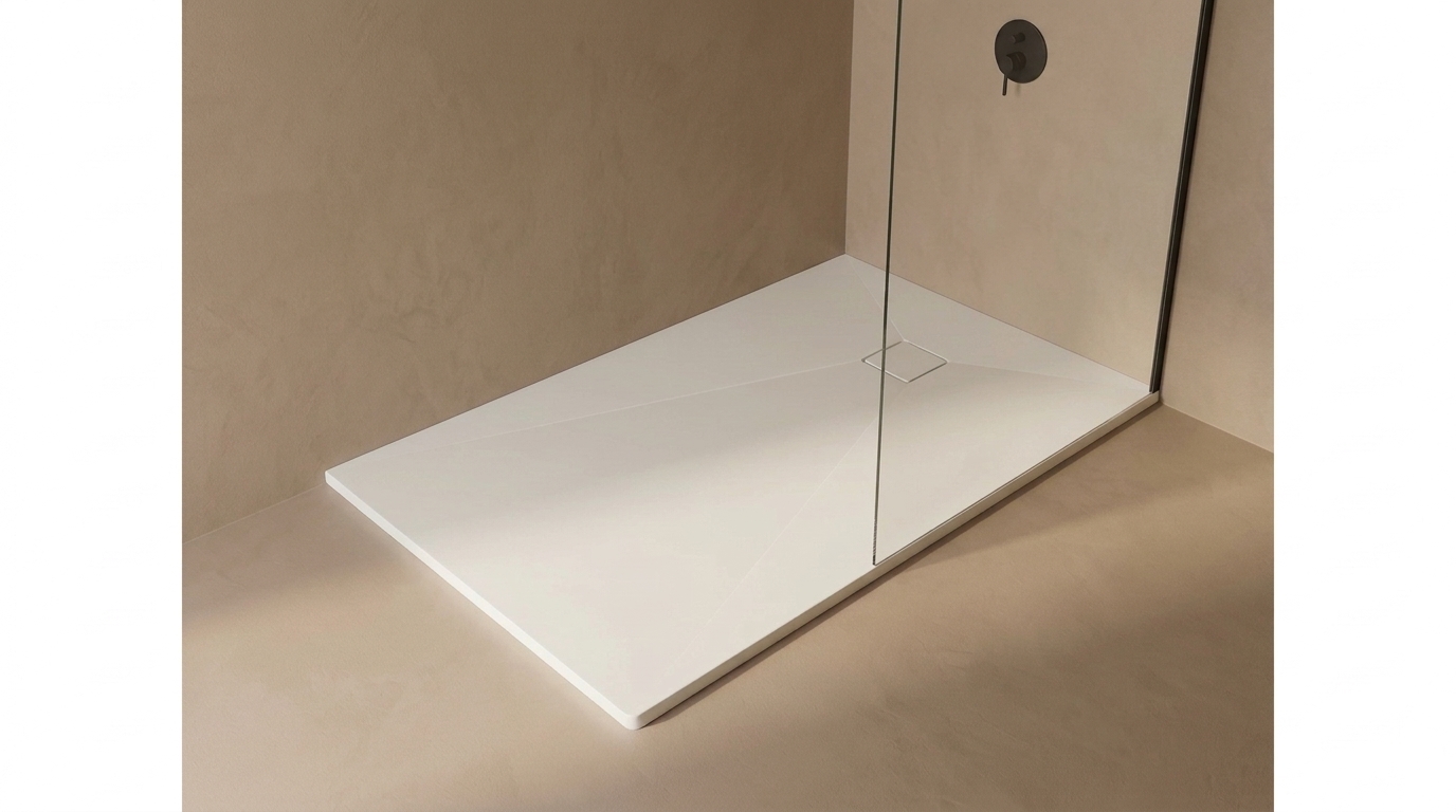 Marlan douchevloer 100×120 cm in Marlan-kleur White Linen