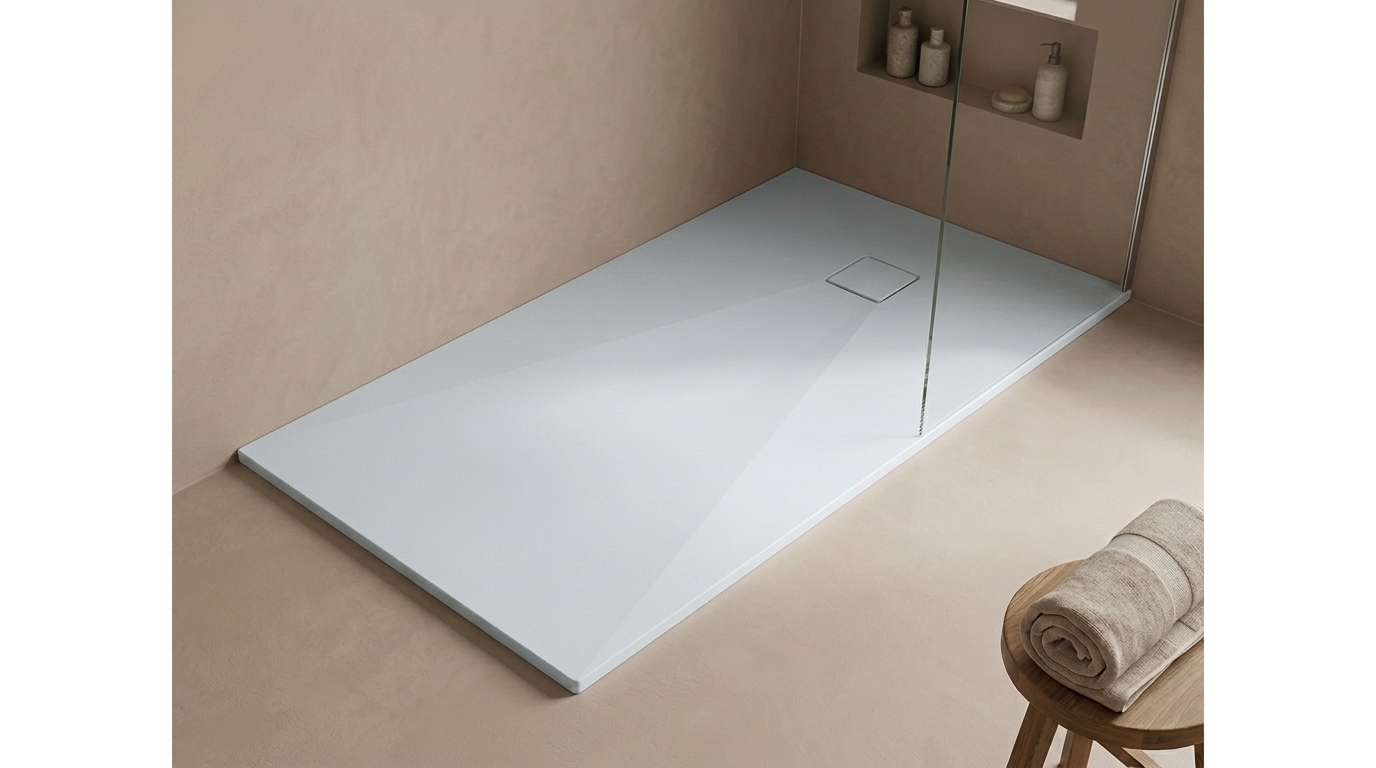 Marlan douchevloer 100×180 cm — inkortbaar tot 1400 mm in Marlan-kleur Blossom White