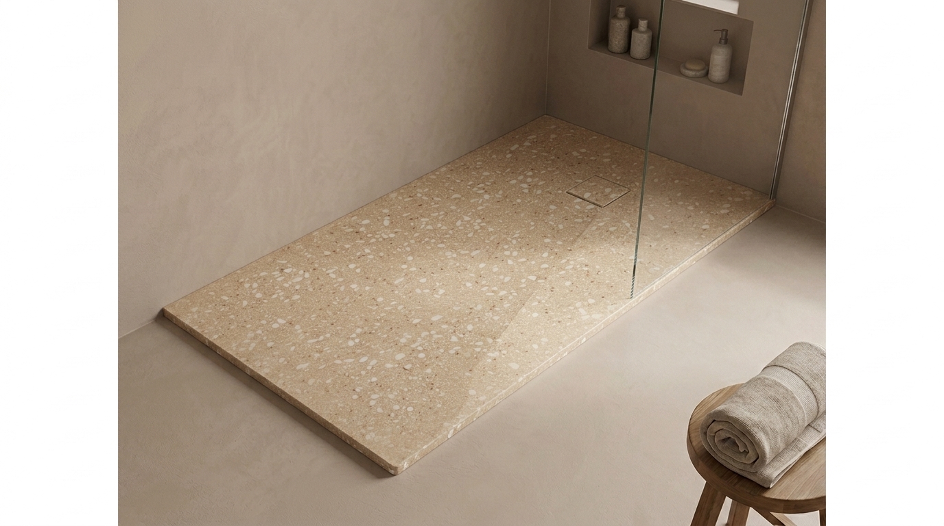 Marlan douchevloer 100×180 cm — inkortbaar tot 1400 mm in Marlan-kleur Desert Rock