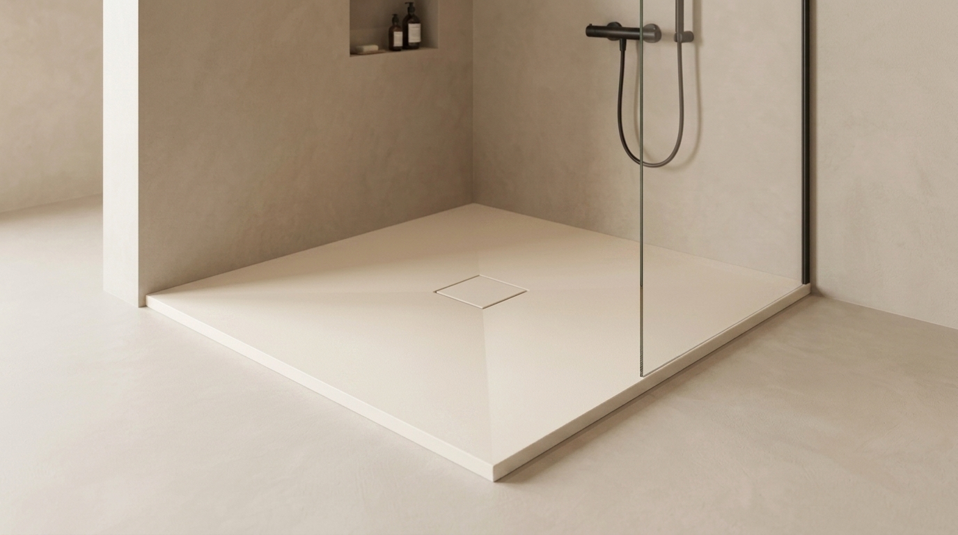 Marlan douchevloer 120×120 cm in Marlan-kleur White Linen